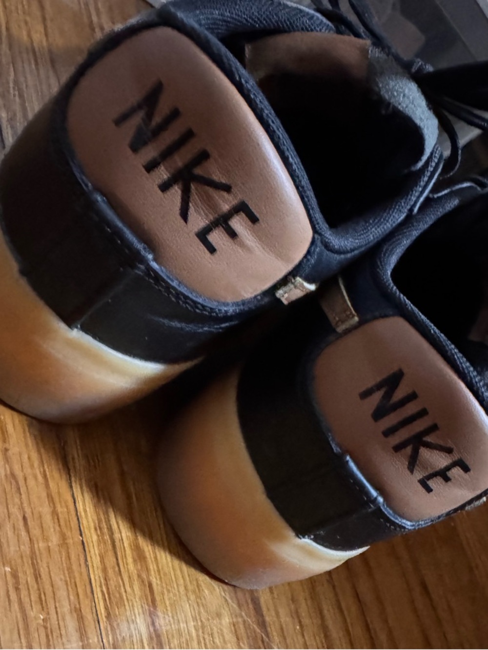 Nike Black Leather Sneakers with Gum Soles - Picture 2 of 4
